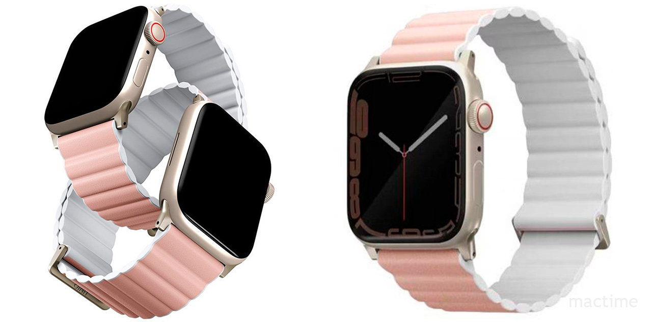 Ремешок Uniq Revix Premium Ed. для Apple Watch 49/45/44/42 mm цвета розовый/белый